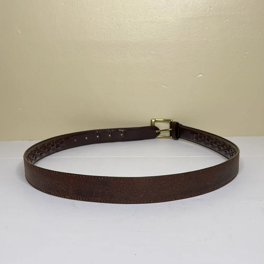 Men’s Leather Belt Brown Professional Brass Buckle 34/36